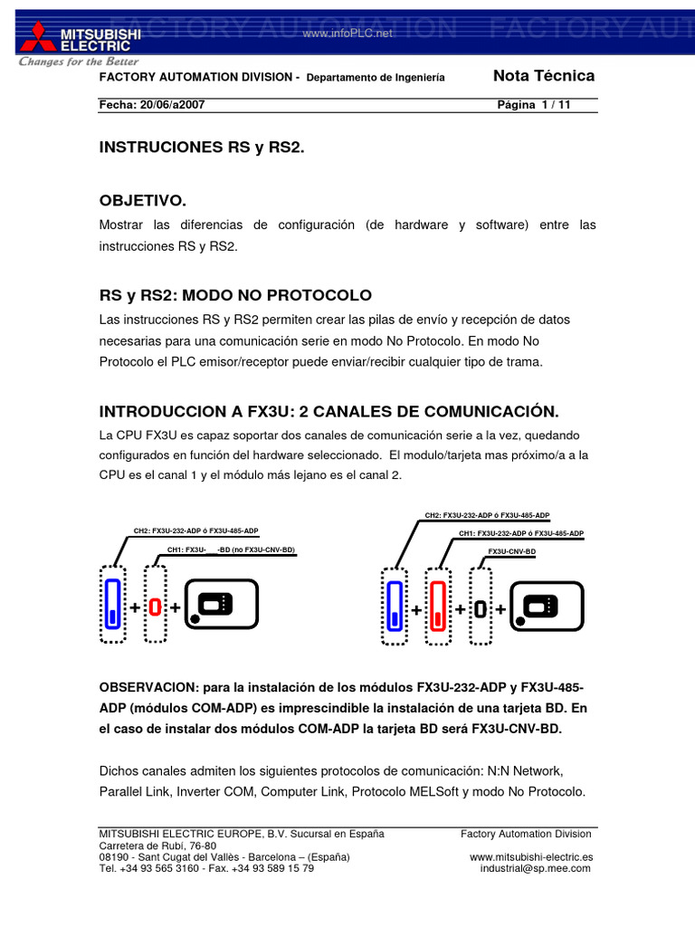 Infoplc Net NT Instrucciones Comunicacion Serie en FX Mitsubishi | PDF ...