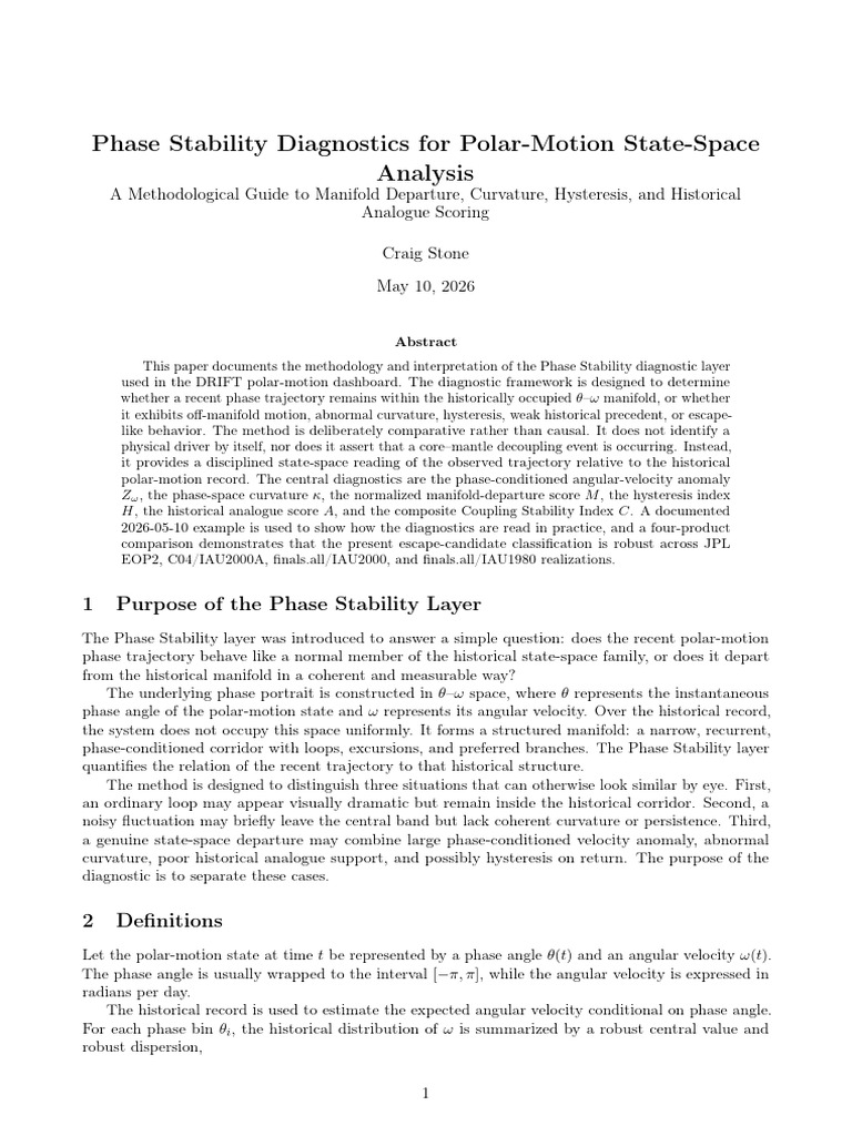 Phase Stability Diagnostics for Polar-Motion State-Space Analysis | PDF ...