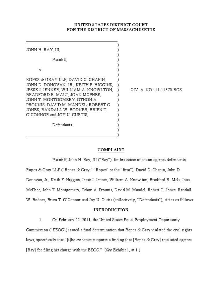 John Ray V Ropes Gray PDF Equal Employment Opportunity Commission