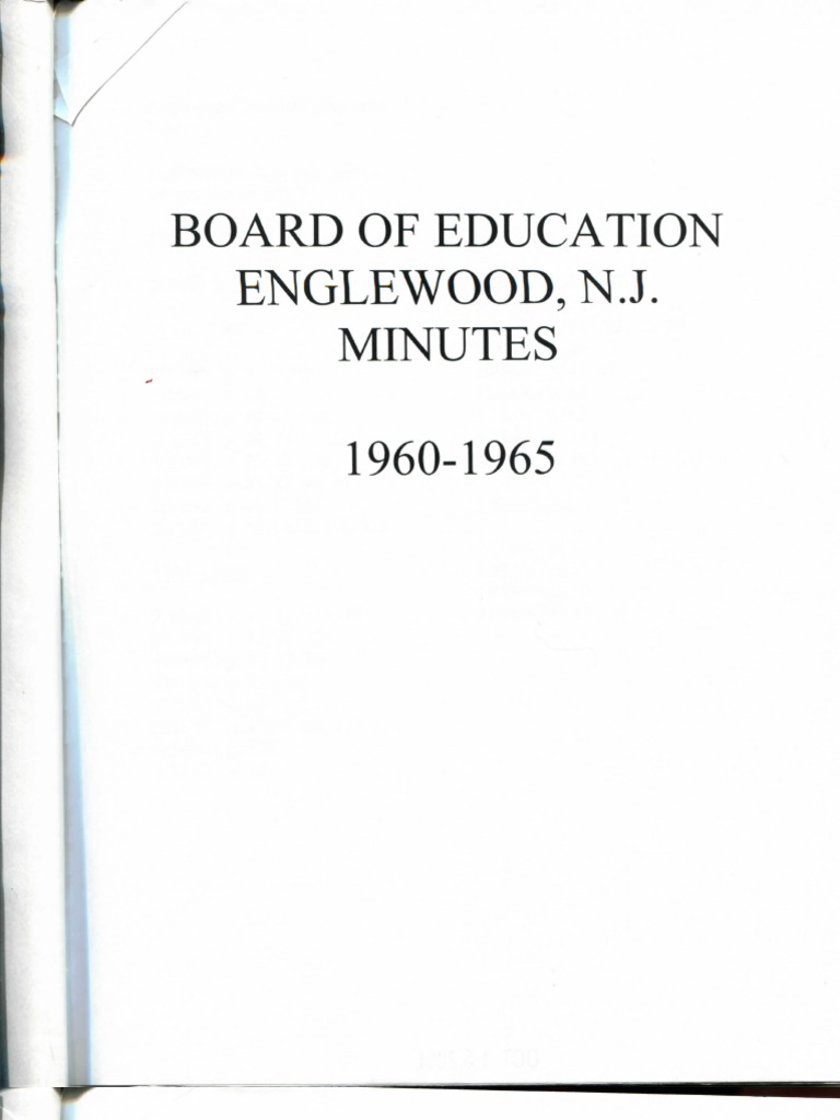 Englewood Board of Education Minutes, 196065 Part 1 PDF Schools