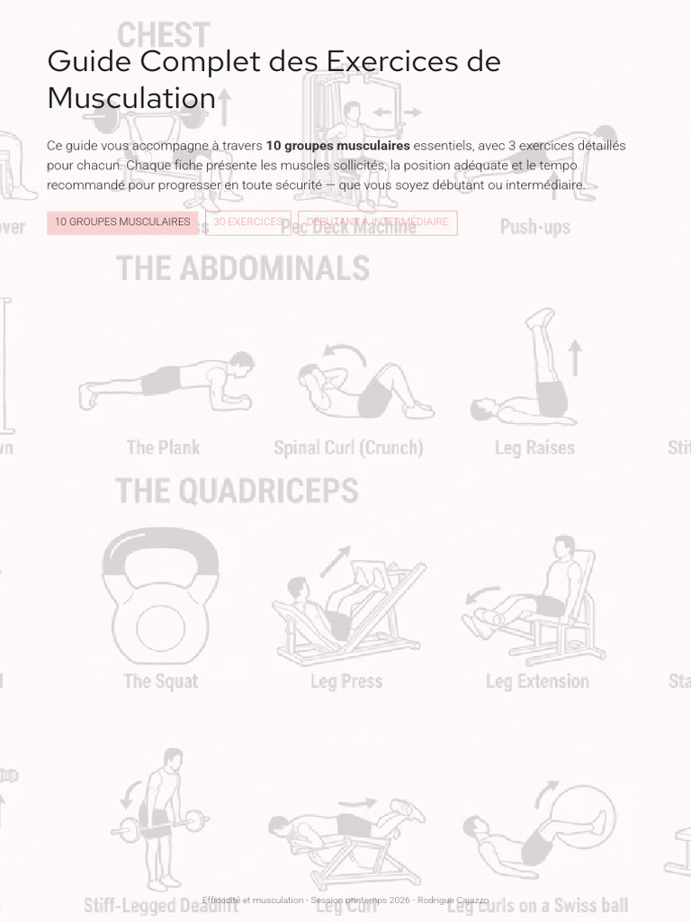 Guide Des Exercices Efficacite Et Musculation - Printemps 2026 | PDF ...