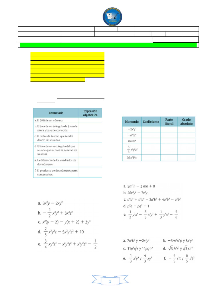 Taller No 3 Polinomios | PDF | Polinomio | Matemática Elemental