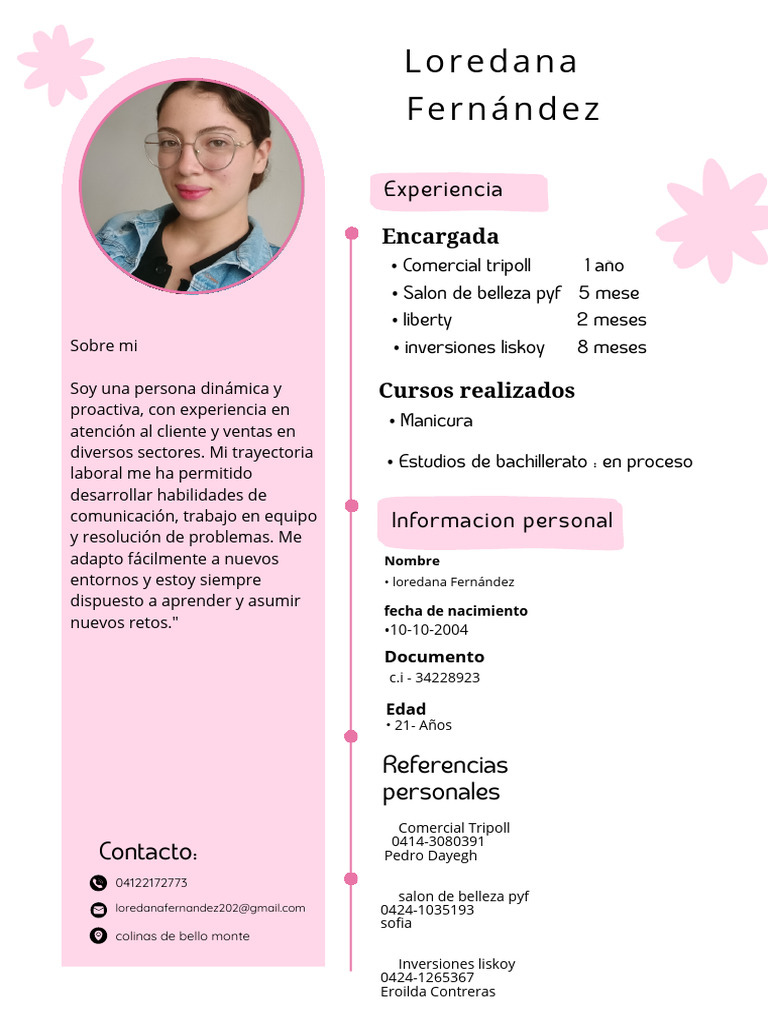 Currículum CV Diseñadora Gráfica Bonito Sencillo Rosa - 20260407 ...
