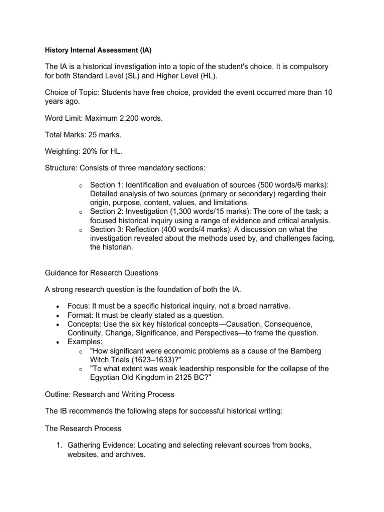 History IA Guidlines | PDF | Cognition | Methodology
