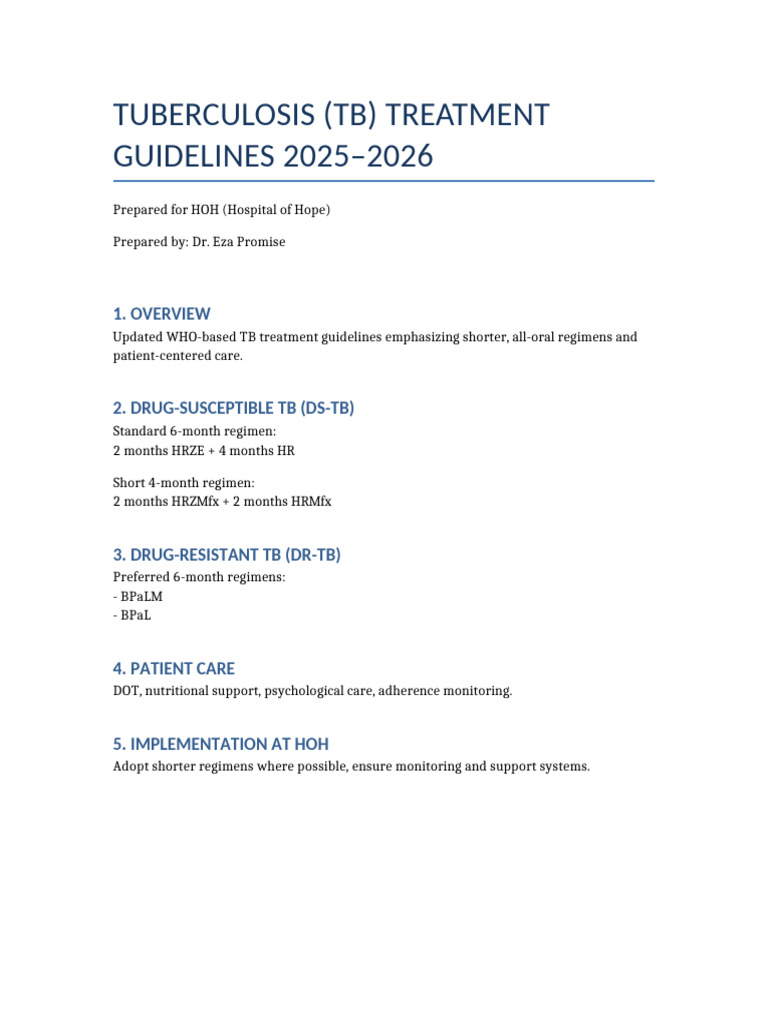 TB Guidelines HOH 2025 2026 | PDF
