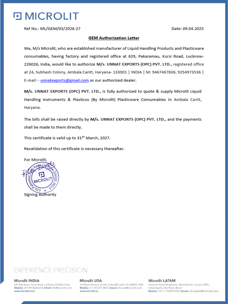 OEM Authorization MICROLIT | PDF