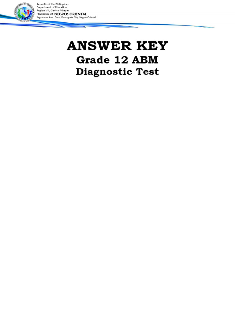 Math ANSWERKEYdiagnostic Gr 12 | PDF