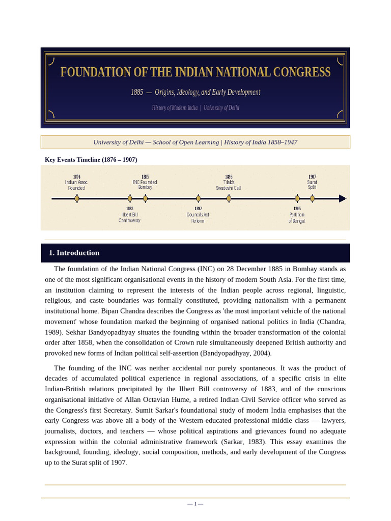 Foundation of Indian National Congress | PDF | Indian National Congress ...