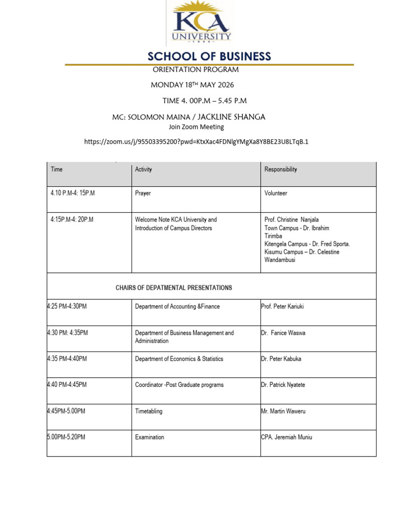 Ug-Orientation Program PT - May 2026 Intake | PDF