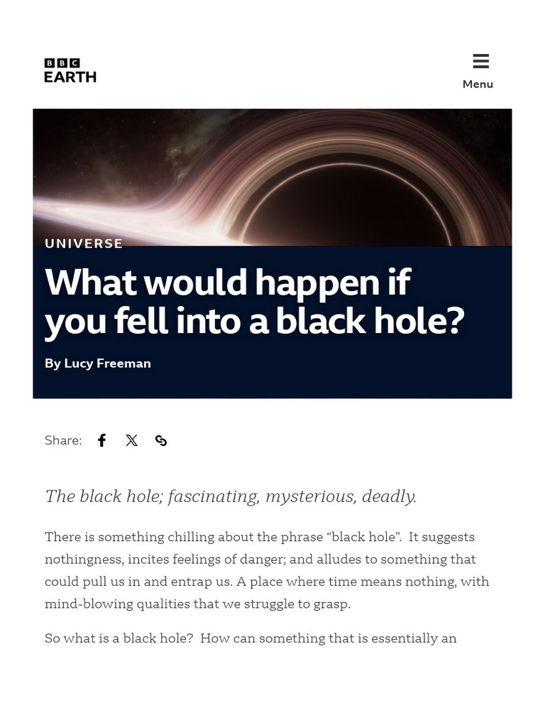 What Would Happen if You Fell Into a Black Hole? | BBC Earth | PDF ...