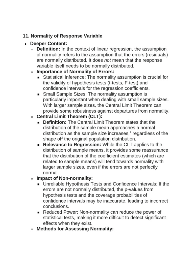 NOrmality and Response | PDF | Normal Distribution | Errors And Residuals