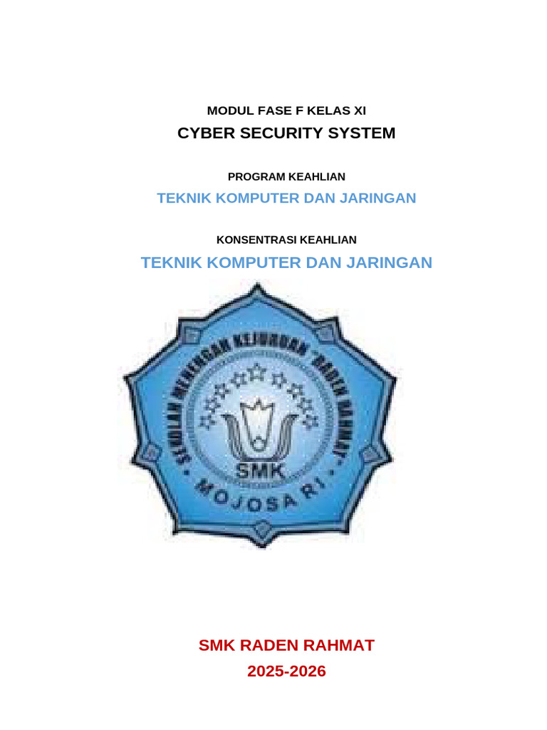 Modul Ajar Xii Tkj Fase f Cyber Security System | PDF