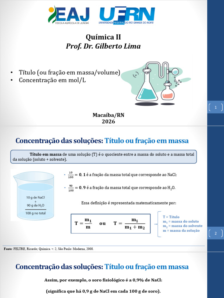02 - Aula - Solues - Ttulo e Molaridade | PDF | Concentração ...