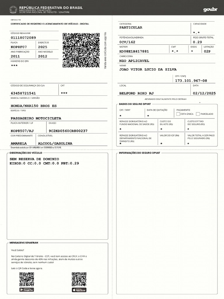 CRLV Corrigido | PDF