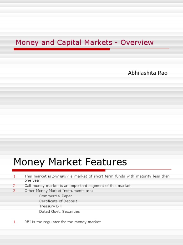 Overview of Money and Capital Markets | PDF | Money Market | Securities ...