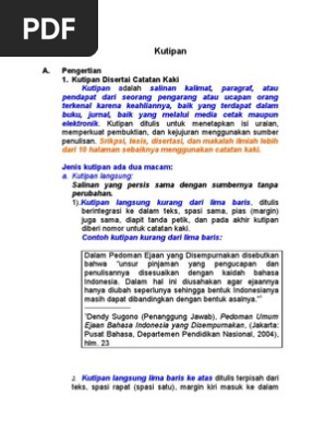 Kutipan Dan Catatan Kaki