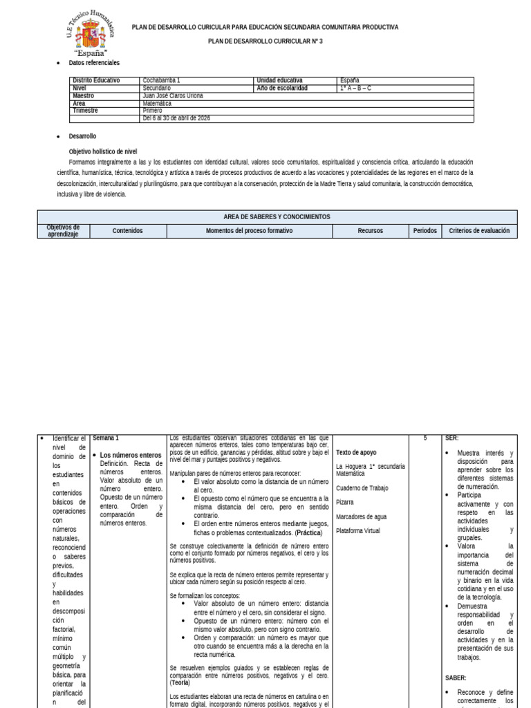 PDC_1° SEC - ABR | PDF | Entero | Sustracción