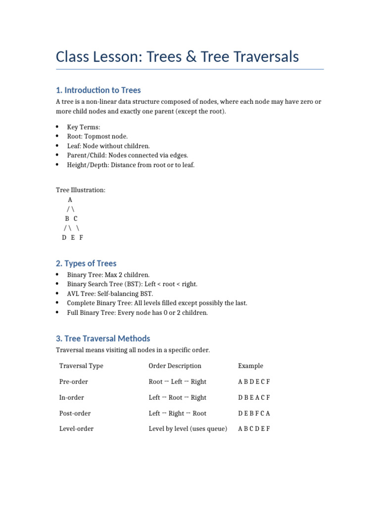 Trees and Traversals Lesson | PDF | Algorithms And Data Structures