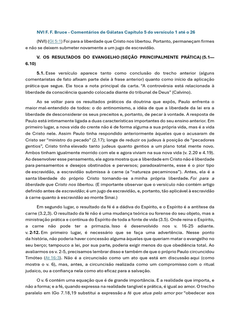 Leitura Complementar GL 5-6 | PDF | Apóstolo Paulo | Fé