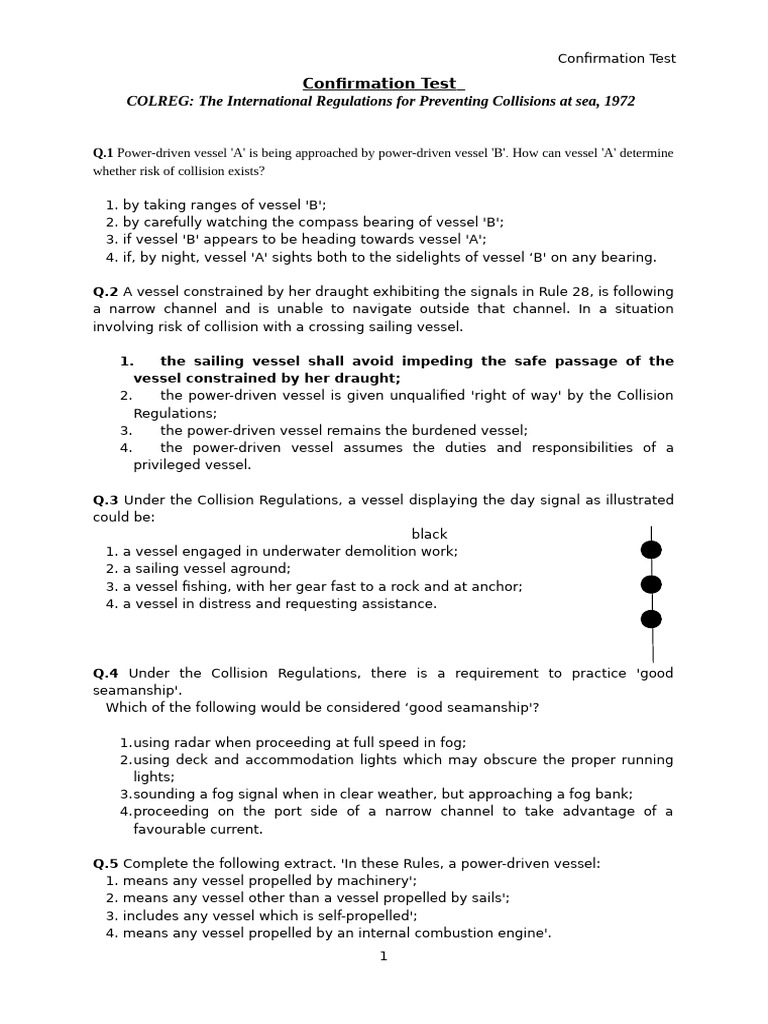 2. Confirmation Test of COLREG for HH18 -2020 | PDF | Water Transport ...