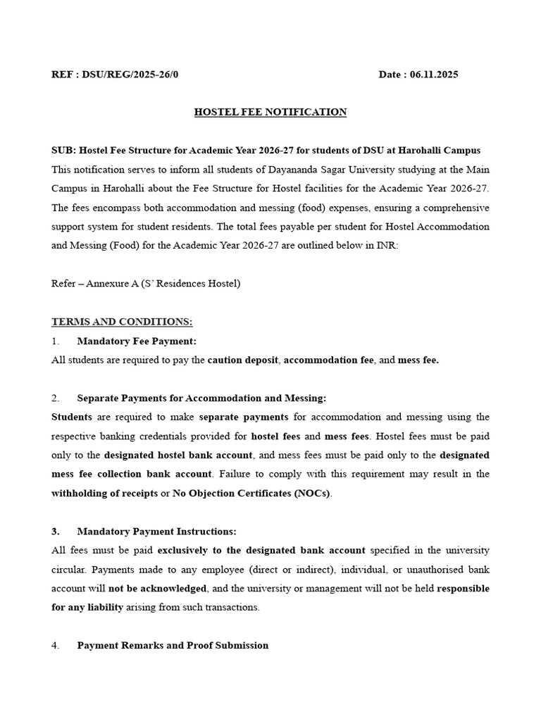 Fee Notification 2025-2026 Final Draft 1 | PDF | Economies | Business