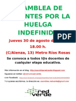 Asamblea de DOCENTES por la HUELGA INDEFINIDA 30 Agosto