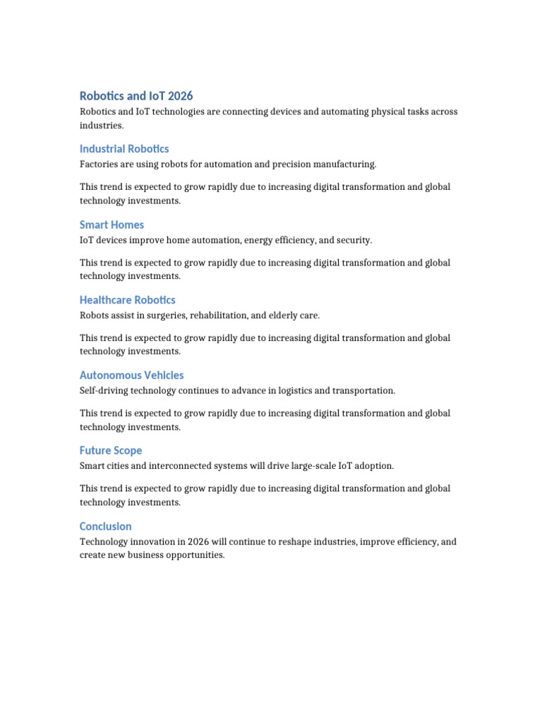 Robotics and IoT 2026 | PDF