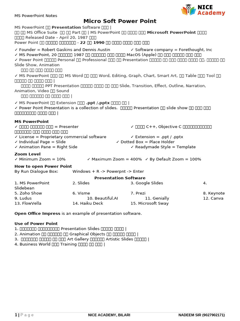 03 Power Point Notes by NICE | PDF