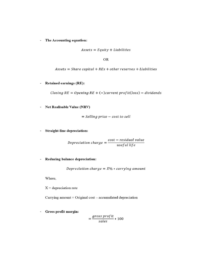 FFA All Formula Sheet | PDF