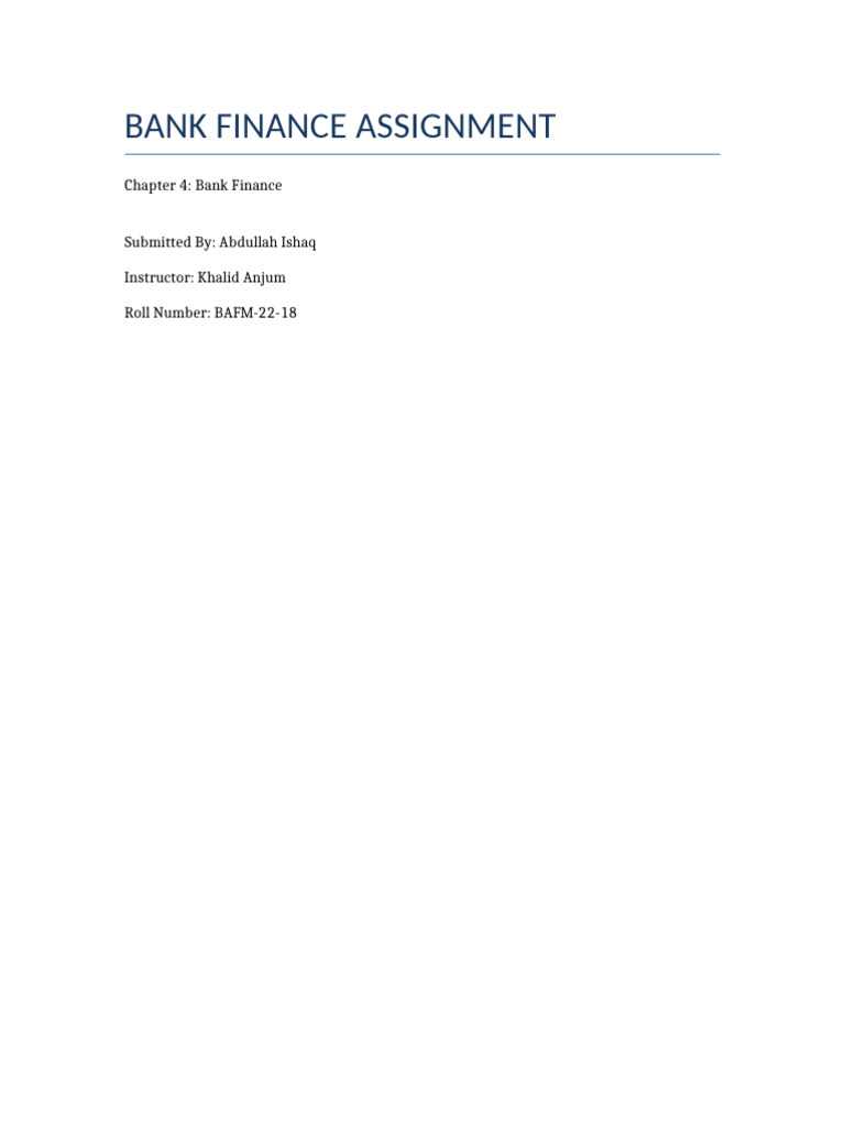 Bank Finance Assignment | PDF | Loans | Banks