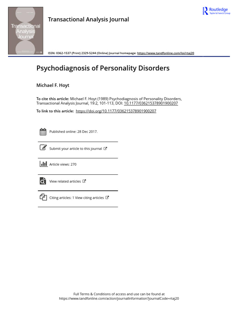 Psychodiagnosis of Personality Disorders | PDF | Psychotherapy ...