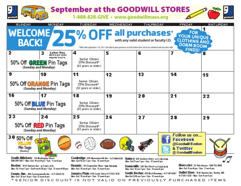 September Discounts at Goodwill Stores | PDF