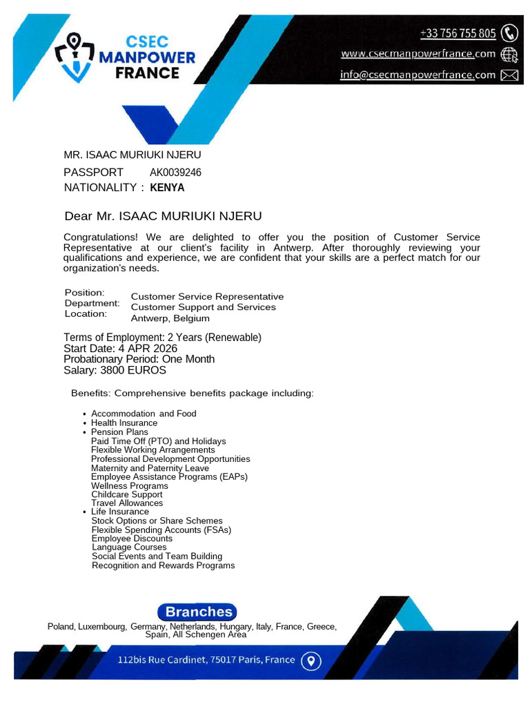 Csec Offer Letter | PDF