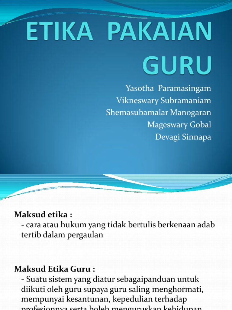 Etika Pakaian Guru Pdf