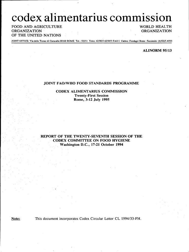 Alimentarius Commission: Codex | PDF | Food Safety | Pathogen