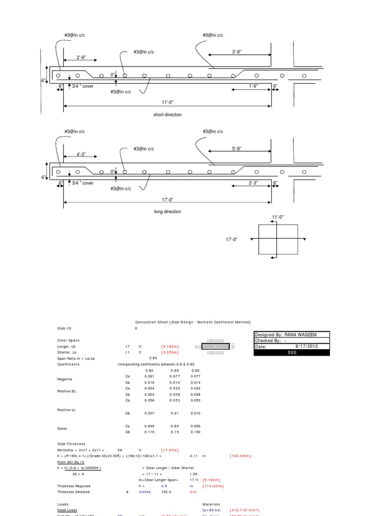Slab Design Calculation Sheet | PDF
