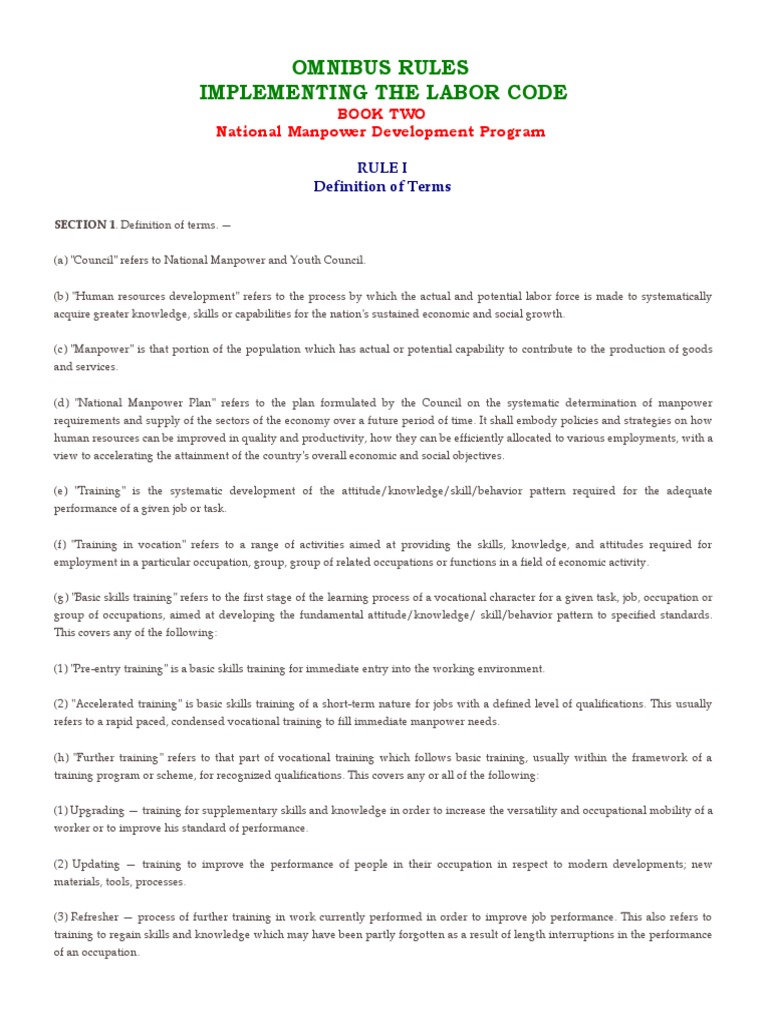 Omnibus Rules Implementing The Labor Code - Book 2 | PDF ...