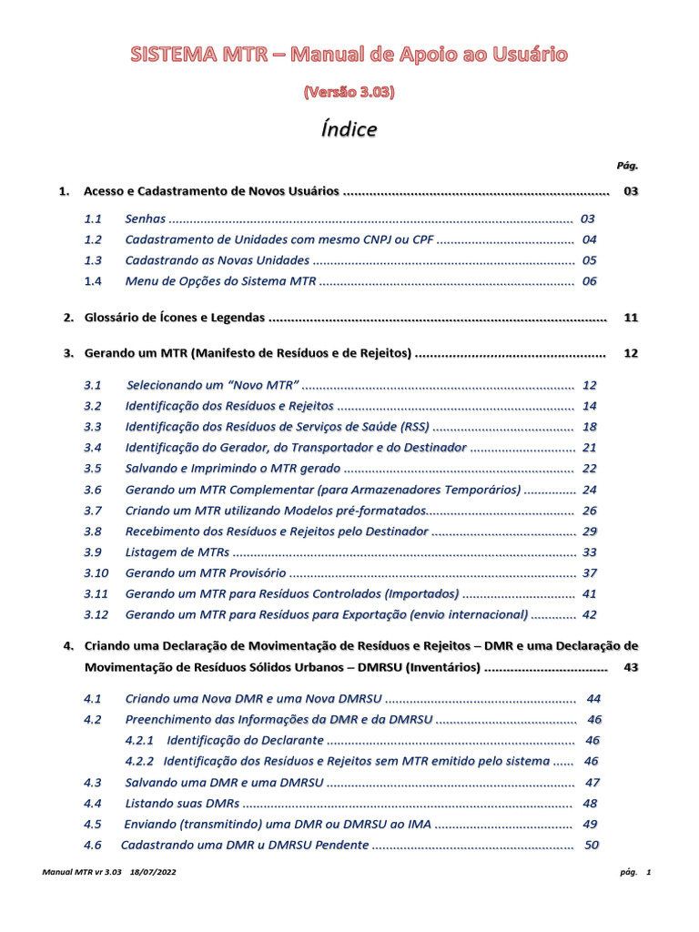 Manual MTR IMA VR 3 - 03 18 - Jul - 2022 | PDF | Desperdício | Código ...