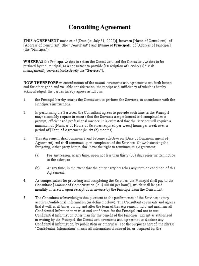 Consulting Agreement (Short Form) | PDF | Confidentiality | Copyright