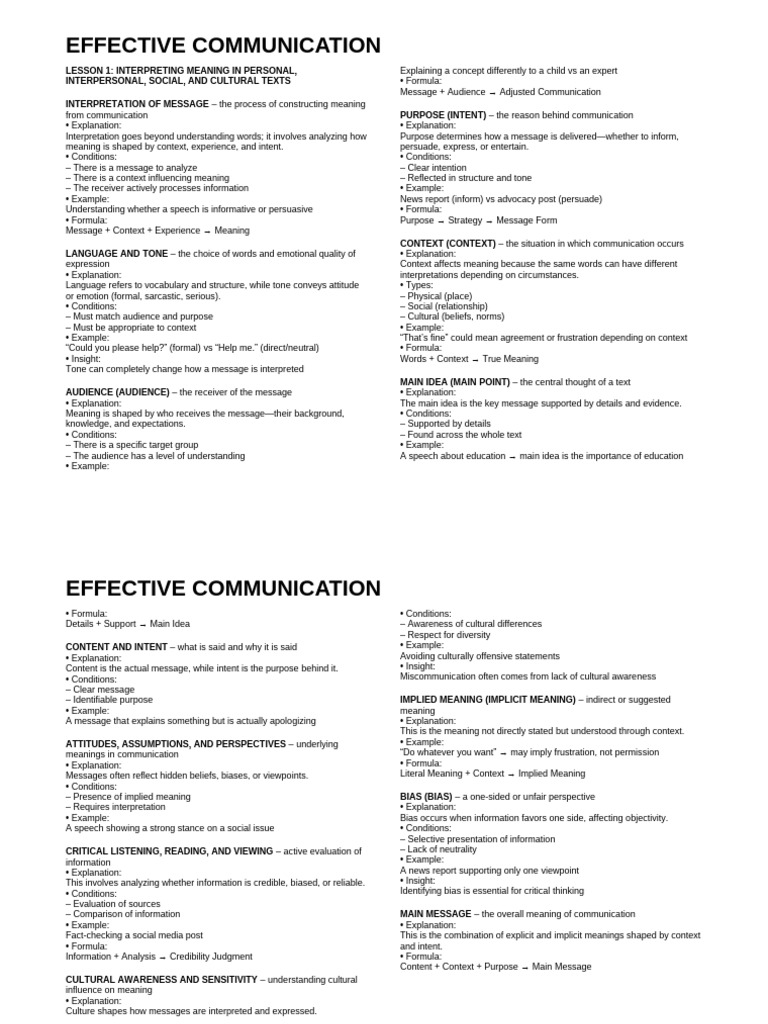 Effective Communication Term 1 | PDF