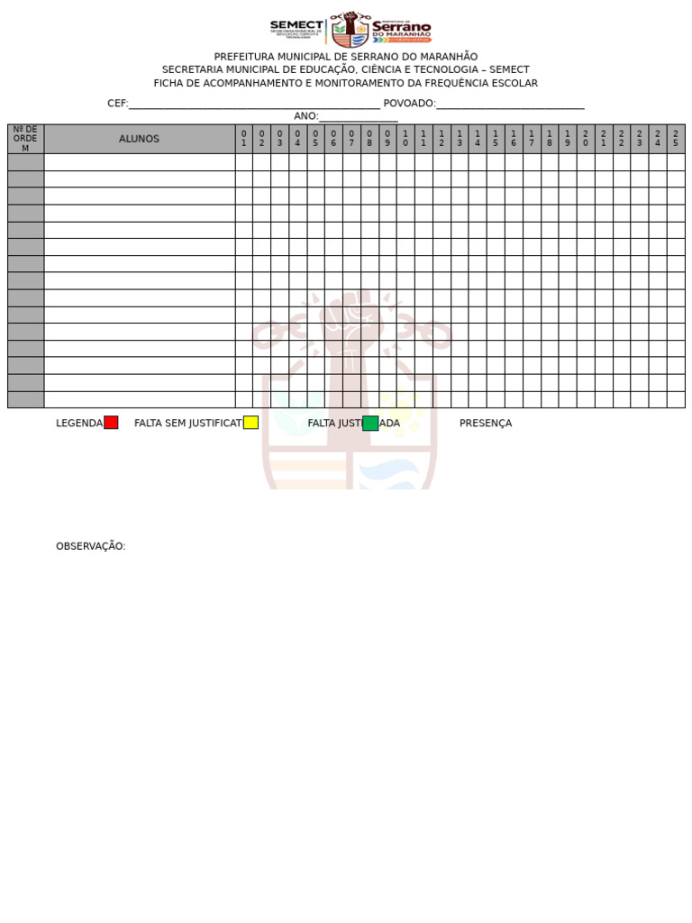Ficha de Acompanhamento e Monitoramento | PDF