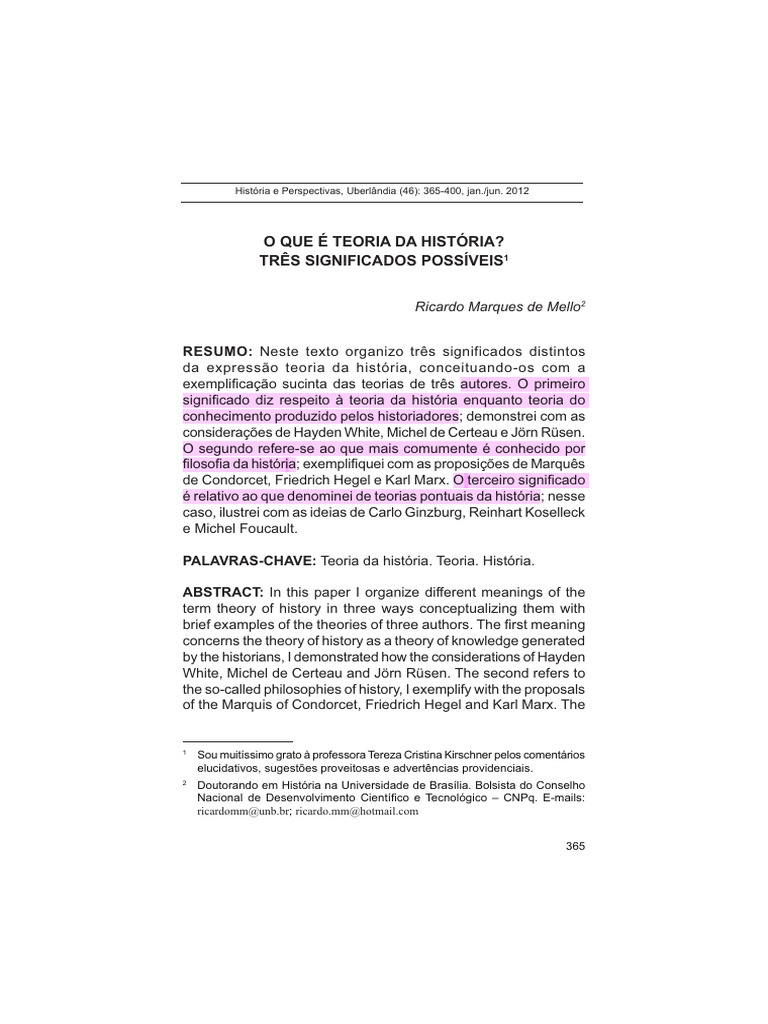 O Que é Teoria Da História | PDF