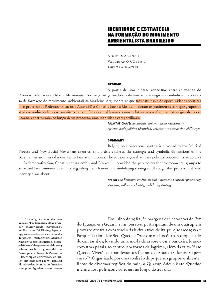 Ambientalismo Identidade Brasil | PDF | Movimento ambientalista ...