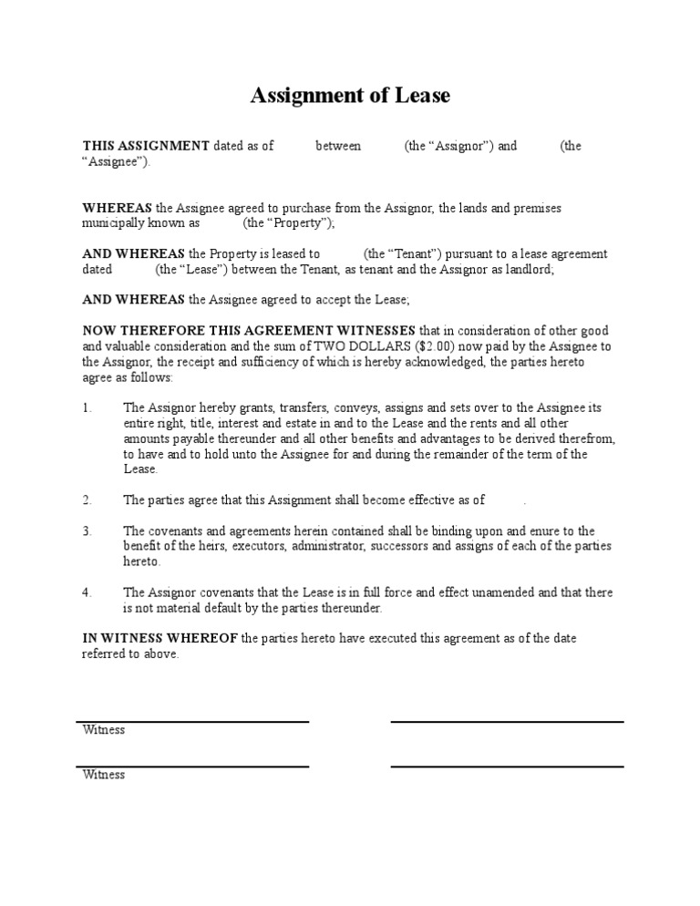 Assignment of lease uk image