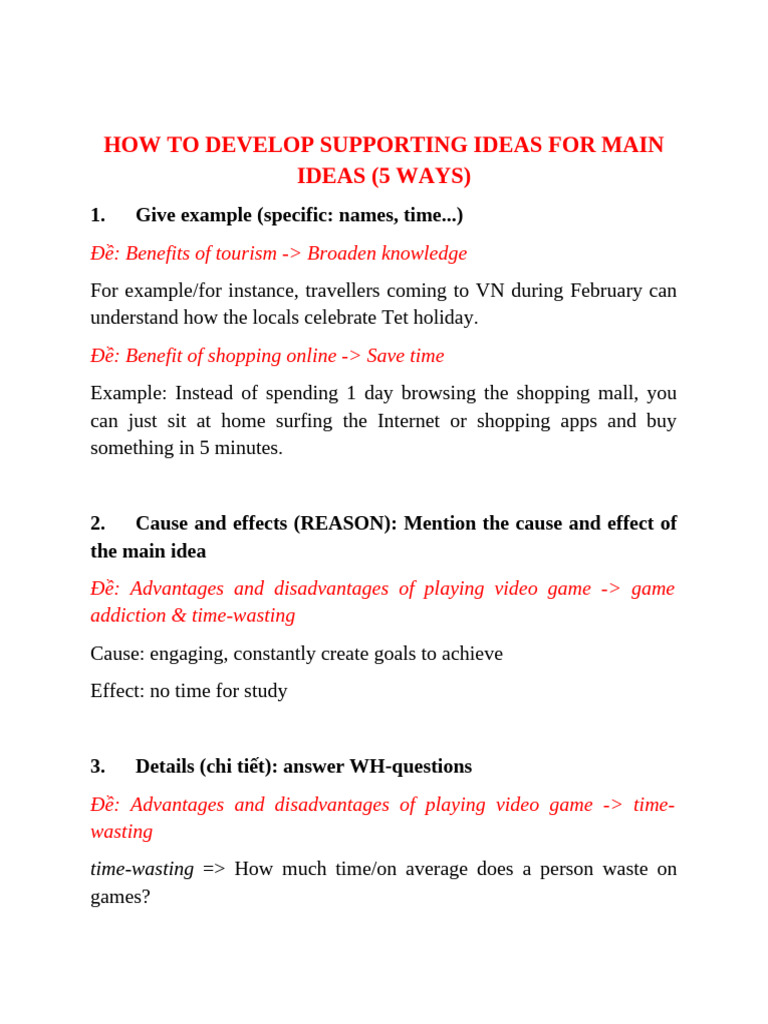 Cách Develop Supporting Ideas | PDF