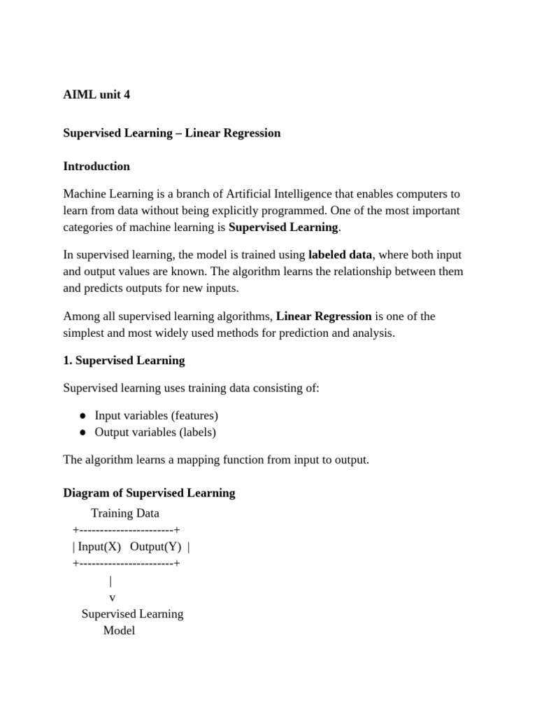 New Unit 4 AIML Supervised Learning | PDF