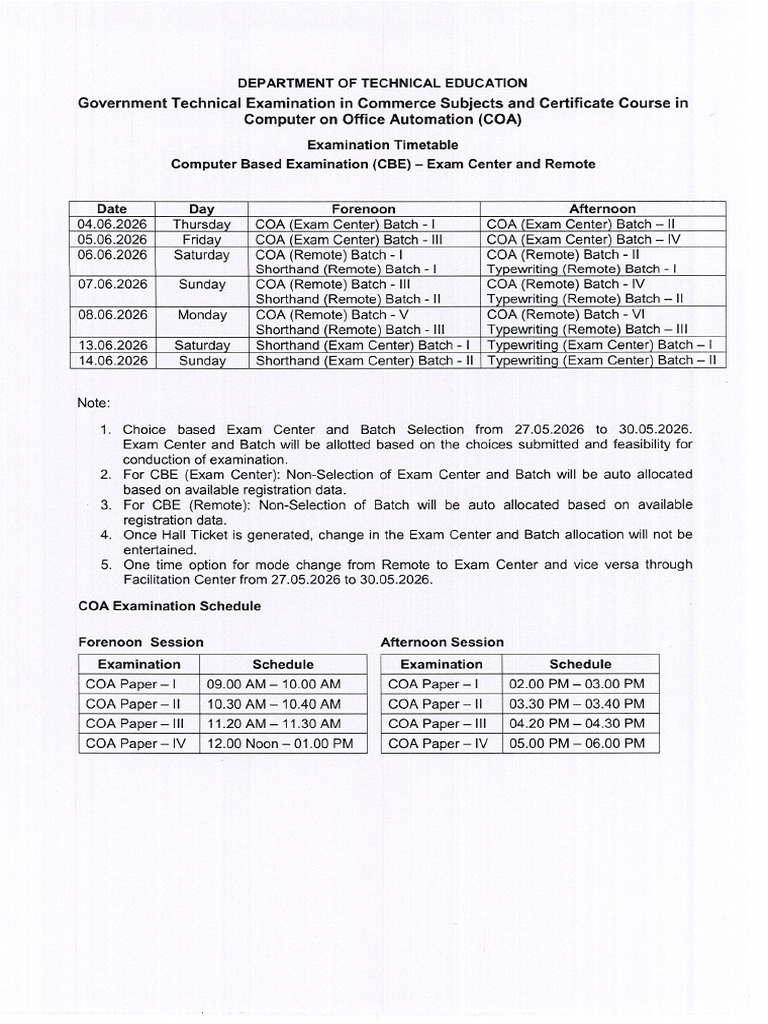 1779277948467 GTE February 2026 CBE Timetable | PDF