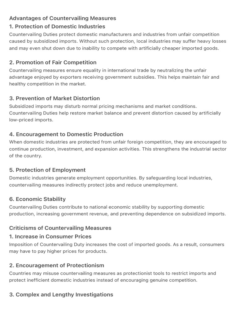 Advantages of Countervailing Measures | PDF | Subsidy | Economies