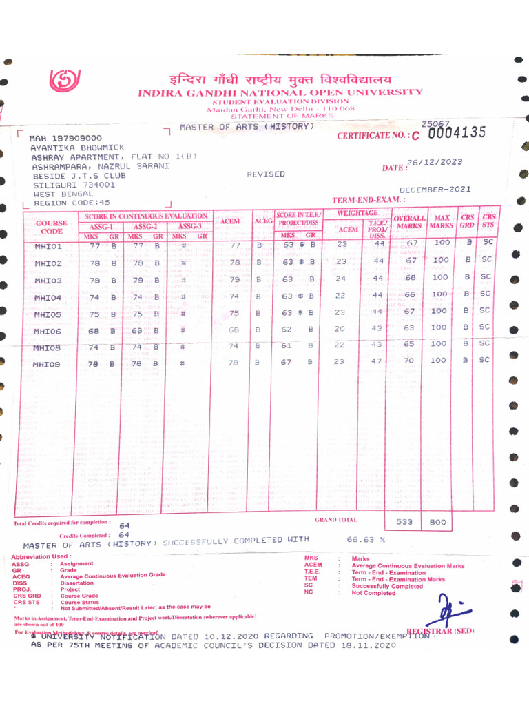 Mark Sheet | PDF