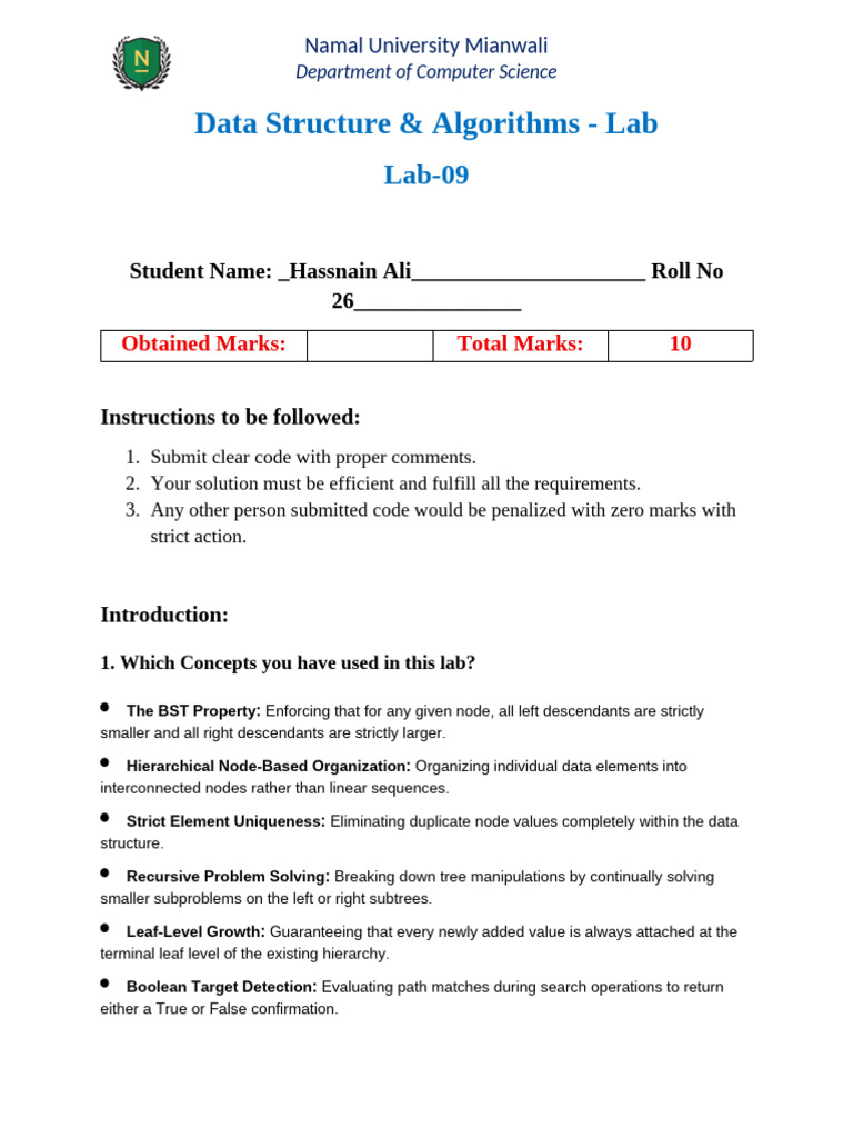 Lab 09 | PDF | Computer Programming | Algorithms And Data Structures
